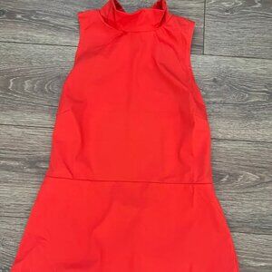 NWT Black Red Orange Halter Open Back Bodysuit Sleeveless Top Size Large NEW